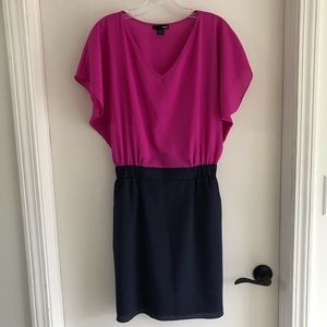 NBW Aqua Navy & Hot Pink Color Block Dress Size M